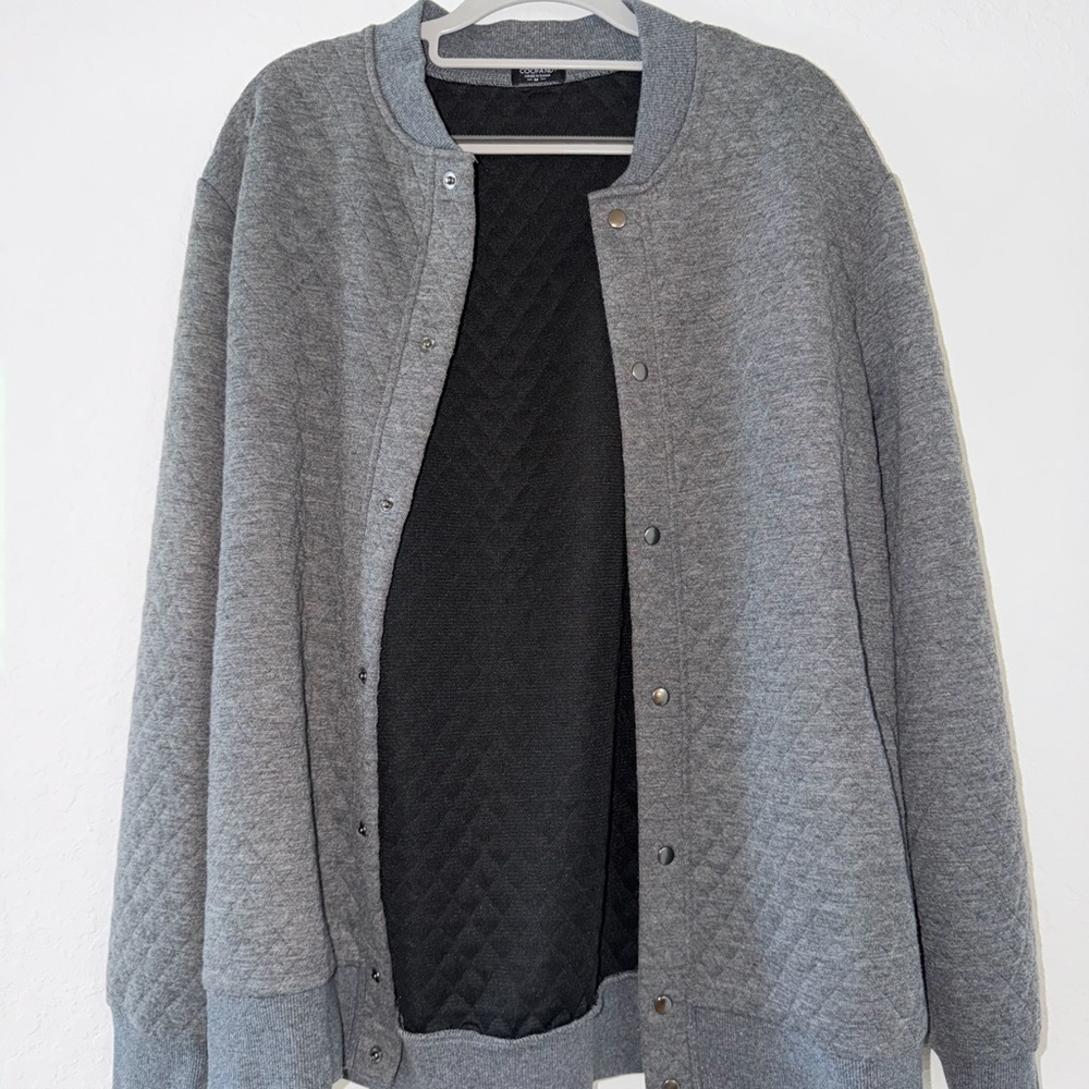 Gray Quilted Bomber Jacket